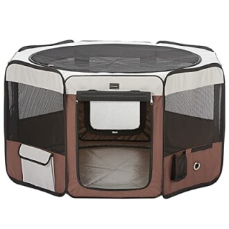 DONORO Dog Playpen 46" Portable Pet Play Pens Review - Best Indoor/Outdoor Playpen for Small Medium Dogs